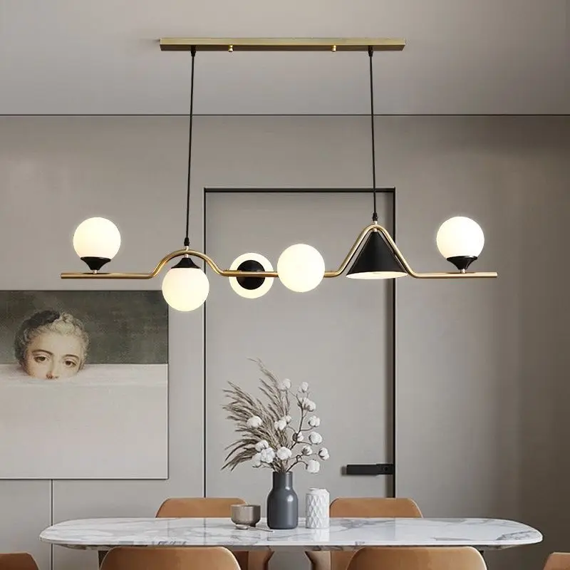 Creative chandelier Nordic personality Internet celebrity magic bean bubble light bar long milk tea