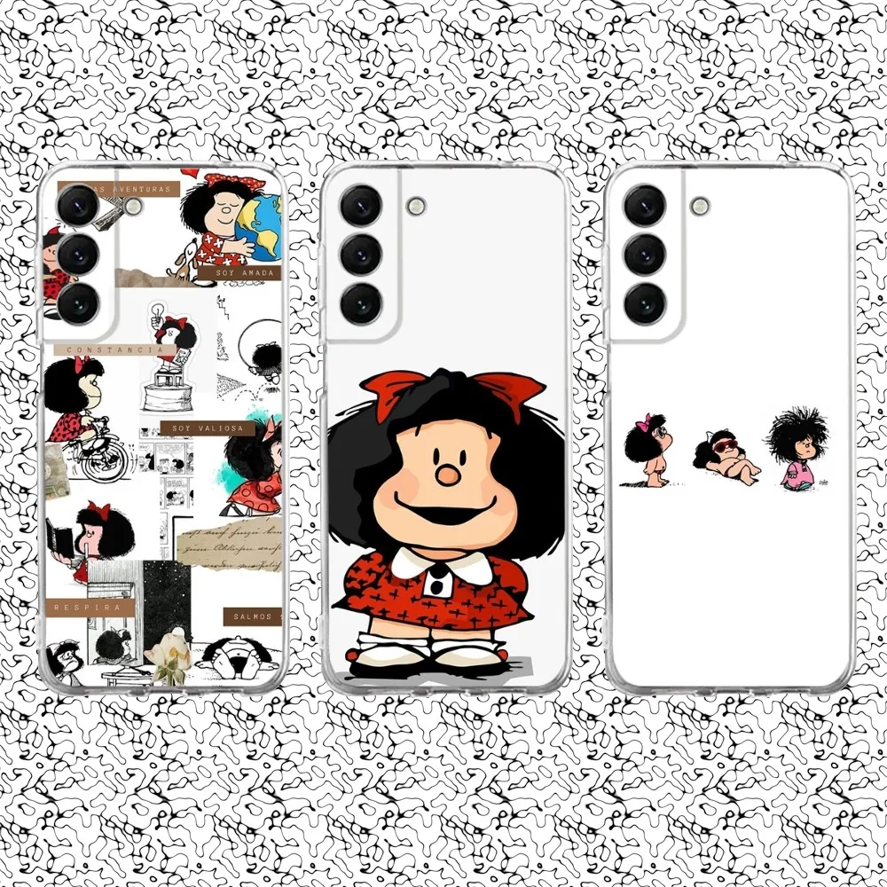 

M-Mafaldas Cute Phone Case Silicone For Samsung S30,S23,21,22,20 Ultra,S20 FE lite,S10,9,PIus Note20ultra Cover Clear