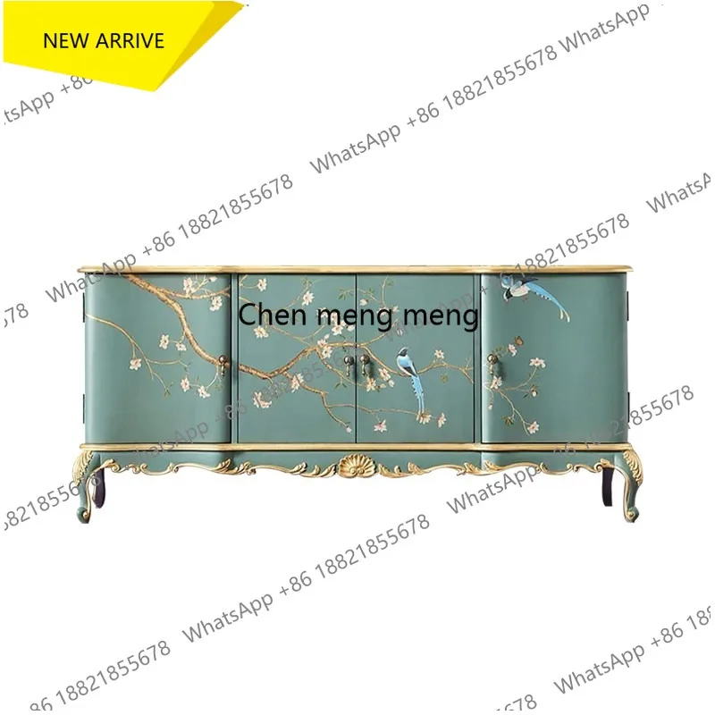 M178 French retro style dining side cabinet painted decoration household locker storage entrance cabinet