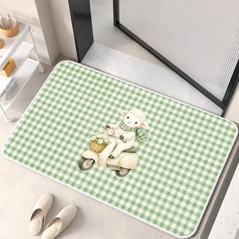 Fun Animals Driving Cars Floor Mat Flannel Rug Soft Non Slip Washable Door Mat for Bathroom Bedroom Kitchen Home Decor