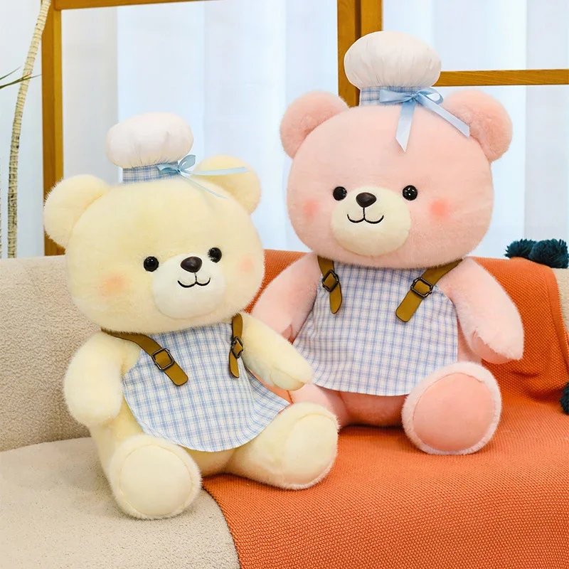 

Мягкая игрушка Kawaii: Медведь-повар в костюме, милый плюшевый медвежонок, игрушка для детей, подарок на день рождения, плюшевая подушка, мягкая игрушка-животное для детей