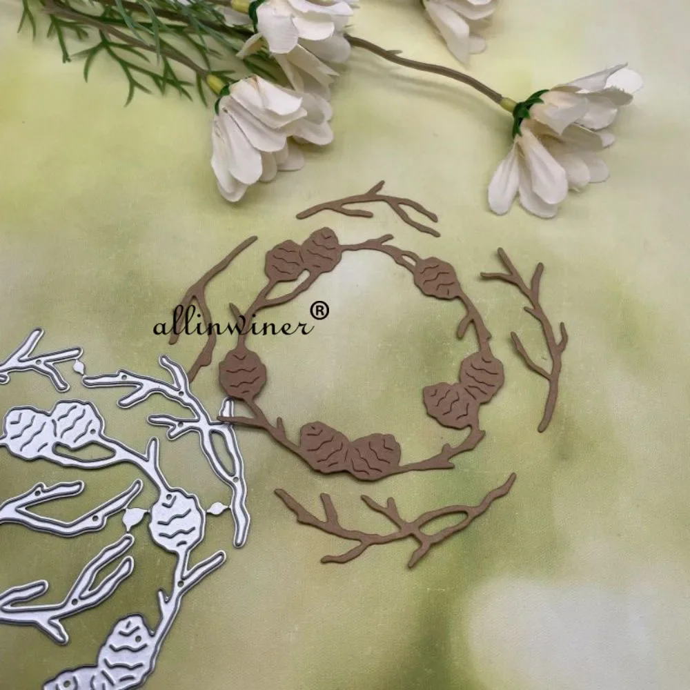 

Pine cone branch ring Metal Cutting Dies for DIY Scrapbooking Album Paper Cards Decorative Crafts Embossing Die Cuts