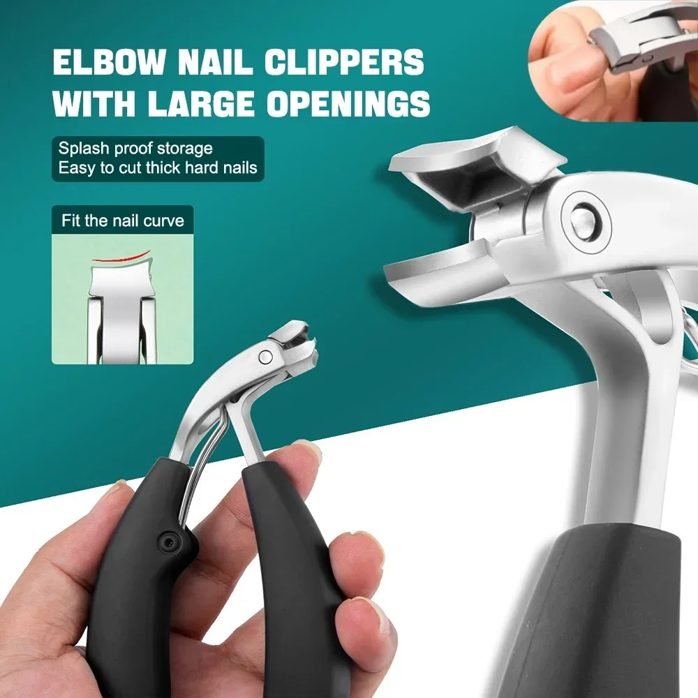 Toenail Clippers Wide Jaw Opening Thick Nails Cutter Long Handle Stainless Steel Professional Fingernail Clipper for Men&Women