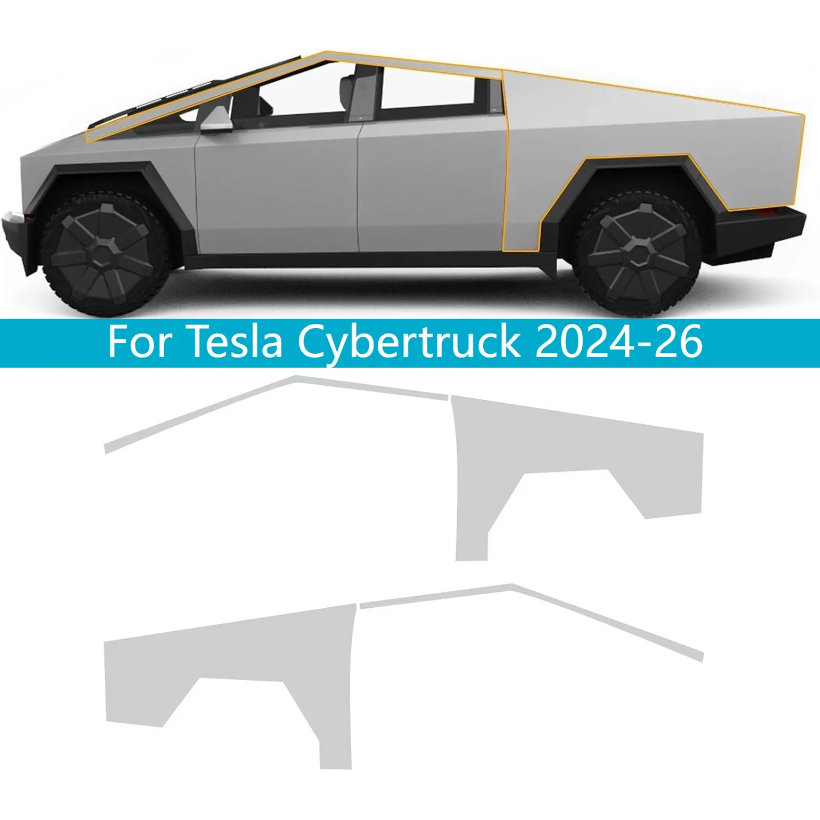 

For Tesla Cybertruck 2024-26 TPU Invisible Paint Protection Film Self Healing Anti Yellow Anti Scratch Waterproof Anti Stone Chip Clear Precut Body Wrap Weather Resistant Easy Install Wear Resistant Pickup Full Exterior Protective Modification Accessories