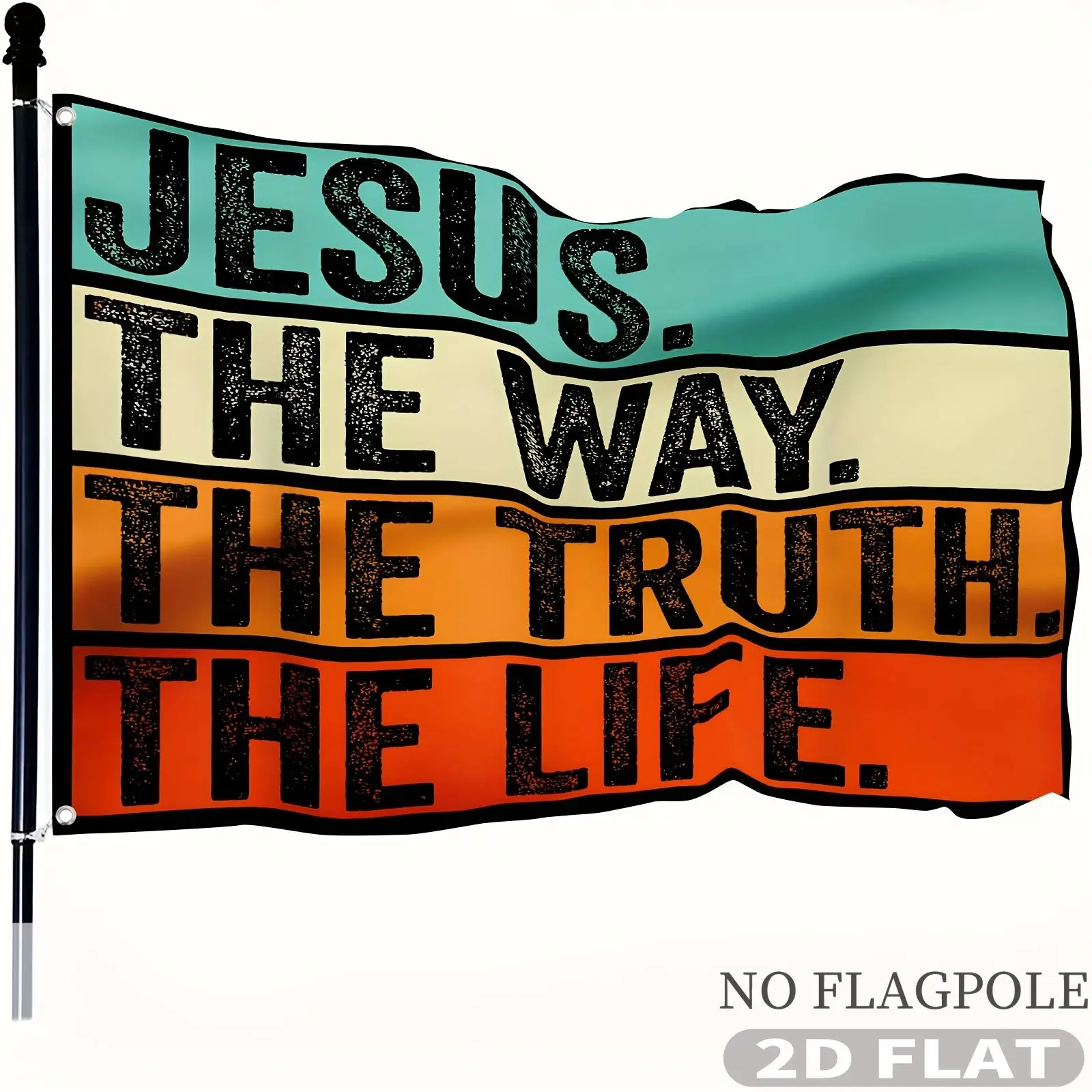 1pc 2D FLAT Outdoor Flag, Single Side 2D FLAT Printing Jesus The Way The Truth The Life Flag Banner, Durable Polyester Fabric,