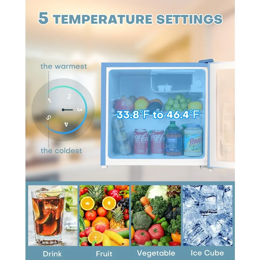 ثلاجة صغيرة 1.7 قدم مكعب مع فريزر للمكتب وغرفة النوم: ثلاجة مدمجة بباب واحد مع ترموستات قابل للتعديل Ene #4