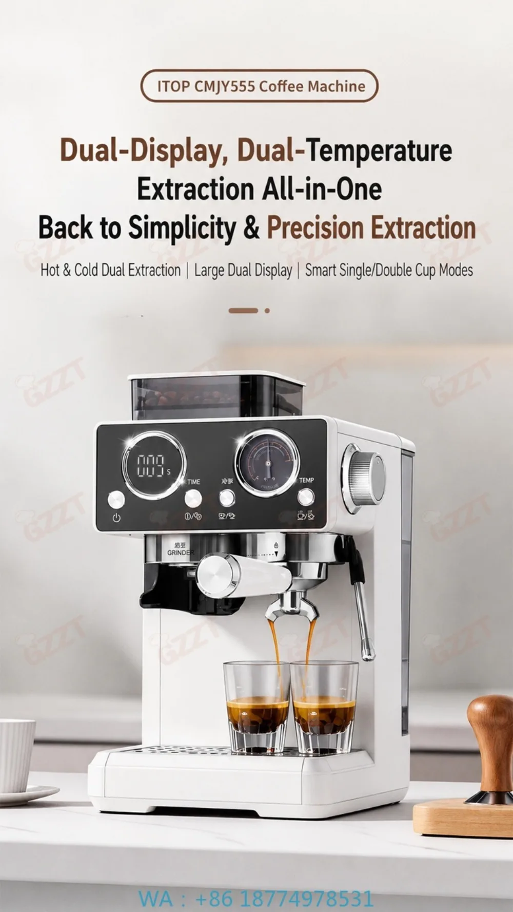 1. Semi‑automatic Smart Espresso Maker, Hot Cold Extraction 20 Bar With 100G Grinder Innovative System Coffee Brewing Tool