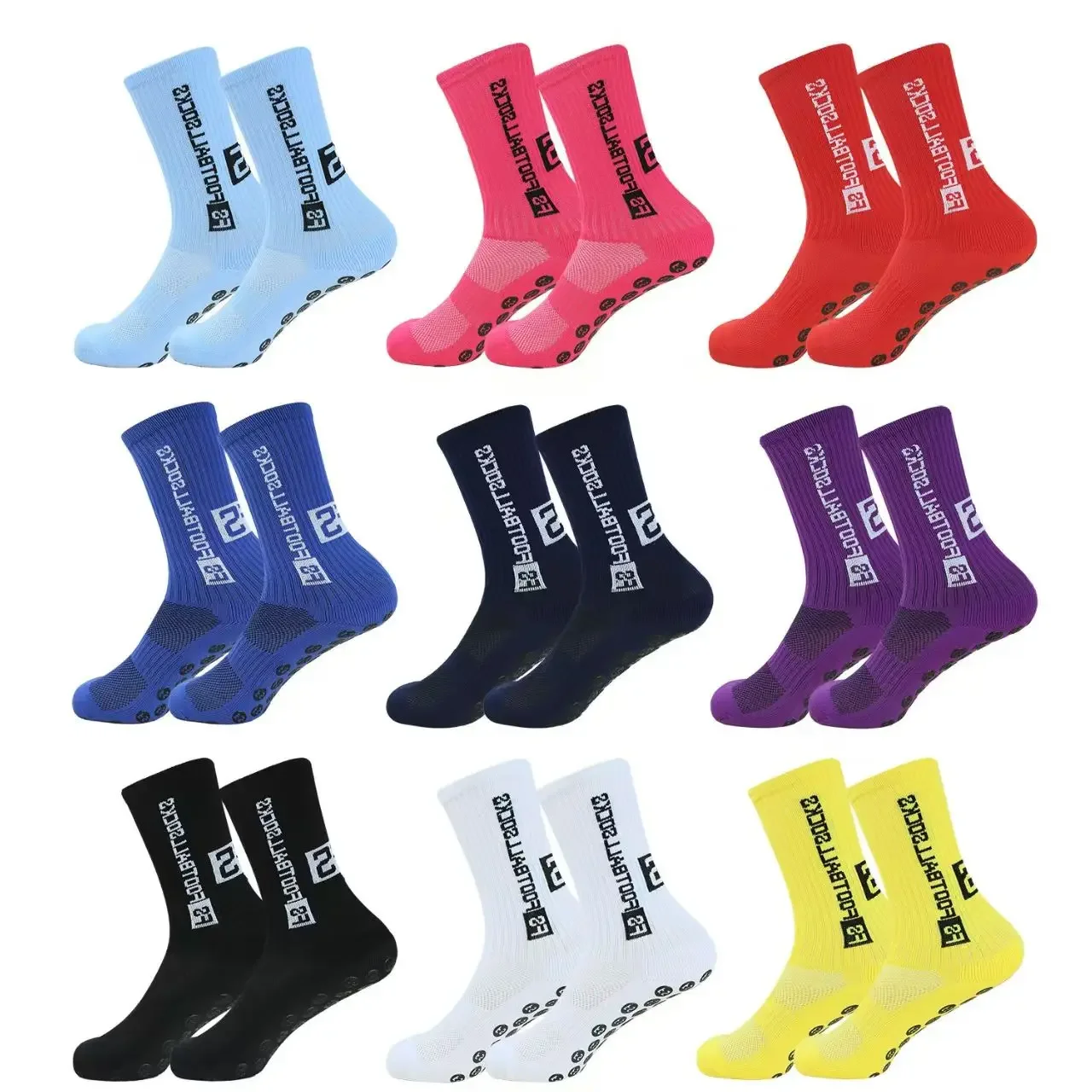

3Pair New Style FS Football Socks Round Silicone Suction Cup Grip Anti Slip Soccer Socks Sports Men Women Baseball Rugby Socks