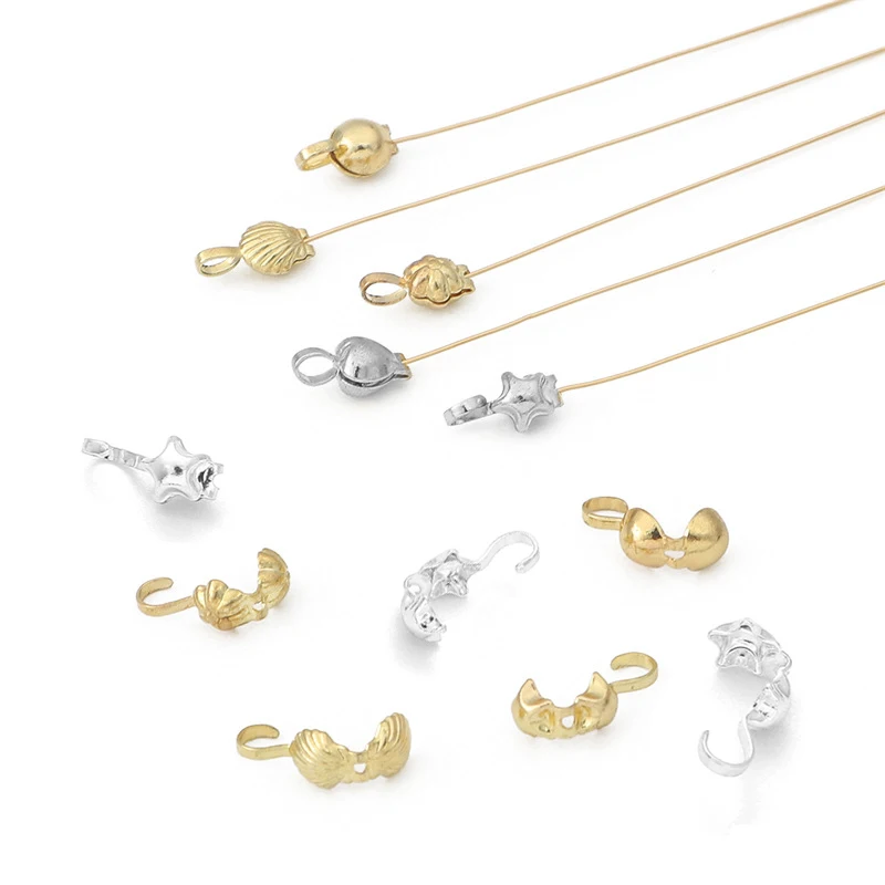 

20pcs/Lot 14K Gold Plated Star Crimp End Caps Covered Clasps Connector For DIY Bracelet Necklace Jewelry Findings Accessories