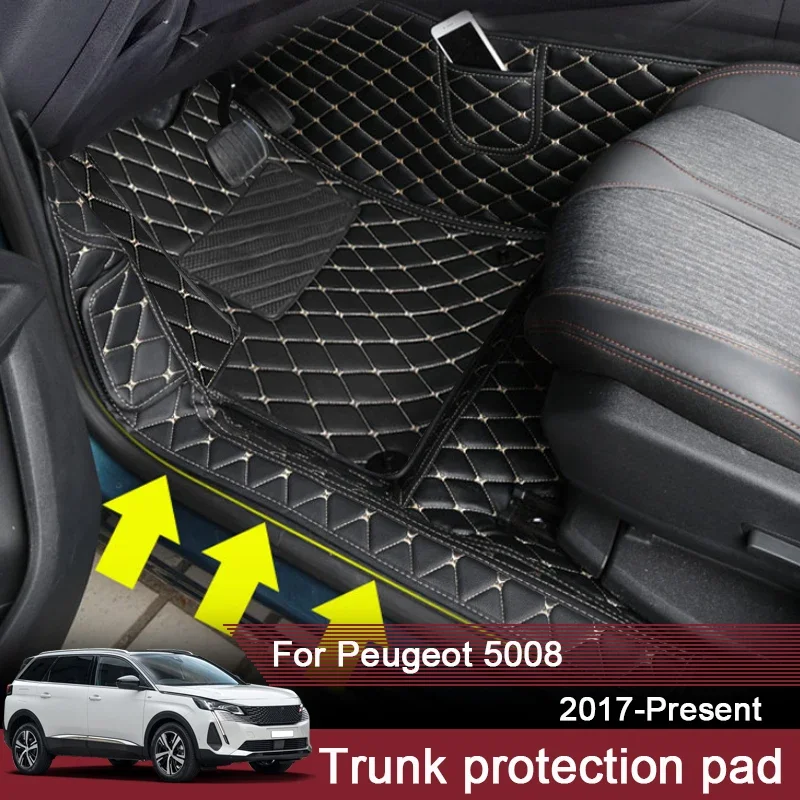 

Автомобильный 3D полный объемный коврик для ног на заказ для Peugeot 5008 2017 г. 2017 г. кожаный коврик для пола с левым рулем, водонепроницаемый коврик, автоаксессуар