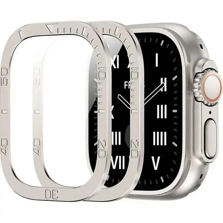Screen Protector For Apple Watch Ultra 49mm Case Accessories Metal Cover Frame+Tempered Glass For iWatch Ultra 2 49mm Bezel Ring image 2