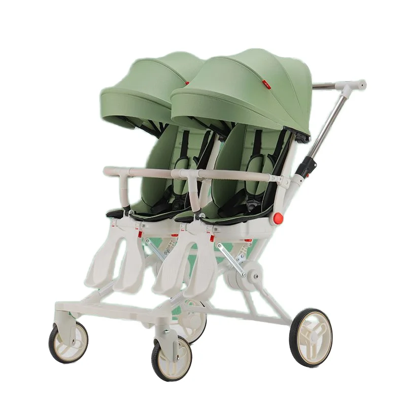 Hot selling twin kinderwagen roller baby wandelen baby draagbare opvouwbare kan zitten en liggen dubbele twin draaibare stoel