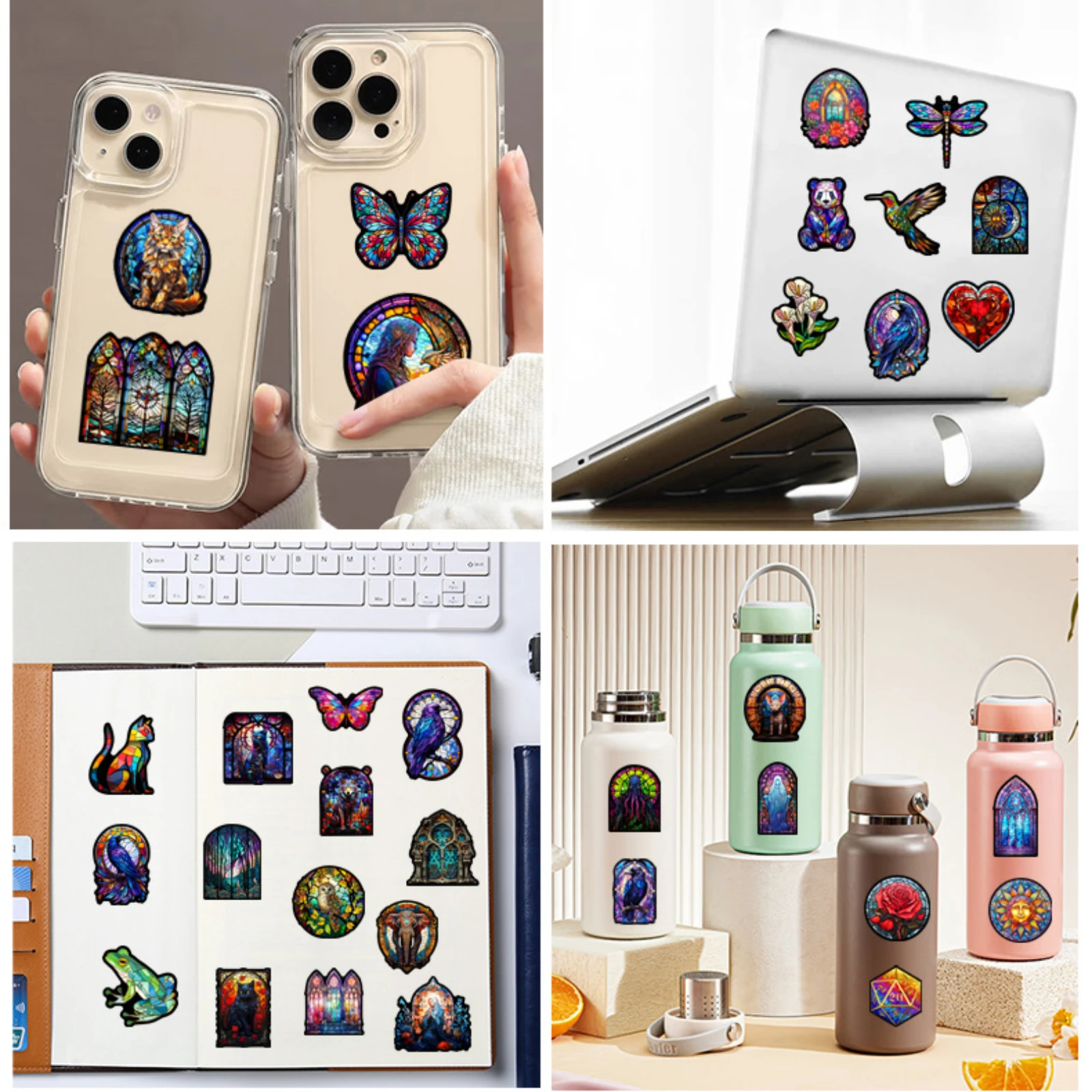 Mixed Aesthetic Colorful Glass Art Graffiti Adesivos, DIY, mala, guitarra, telefone, laptop, skate, carro, capacete, 10 pcs, 25 pcs, 50pcs