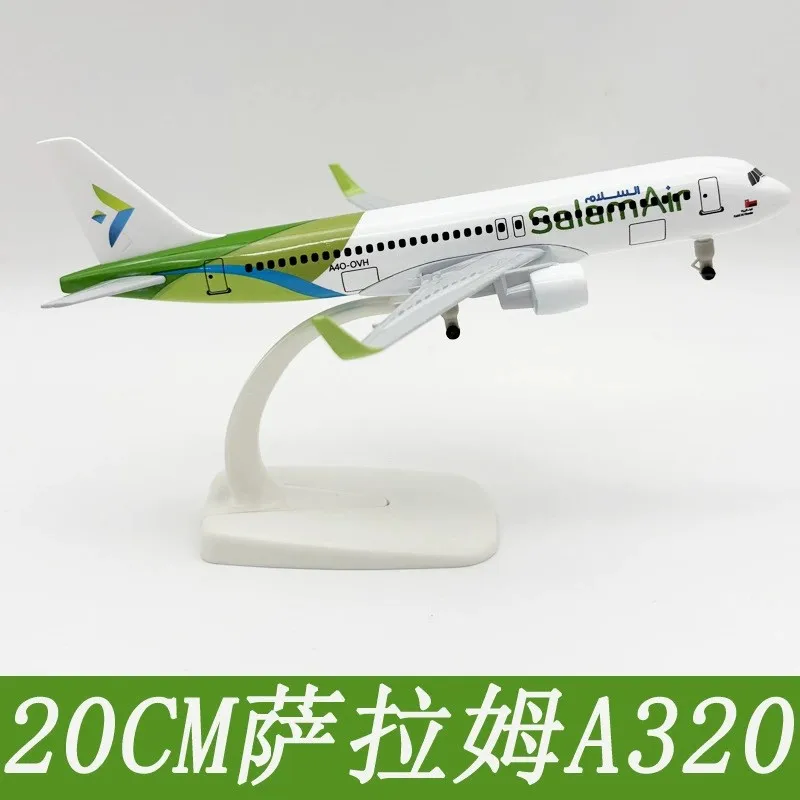 Modèle d'avion en métal moulé sous pression à l'échelle 20 cm, modèle A320 Salam avec support et roues pour collection et exposition