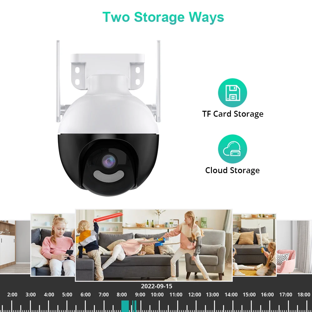 Outdoor WIFI Camera PTZ HD 8MP 4K AI Human Detection Two Way Audio Color Night Vision 4MP Video Surveillance Cameras iCSee