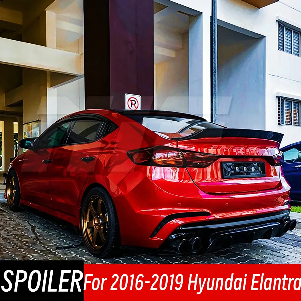 For Hyundai Elantra 2016 2017 2018 2019 Bodykit Car Rear Trunk Lid Black Carbon Spoiler Wings Exterior Tuning Accessories Part