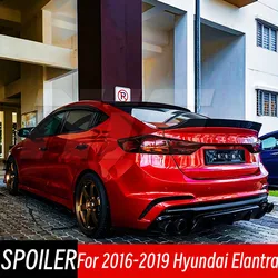 For Hyundai Elantra 2016 2017 2018 2019 Bodykit Car Rear Trunk Lid Black Carbon Spoiler Wings Exterior Tuning Accessories Part
