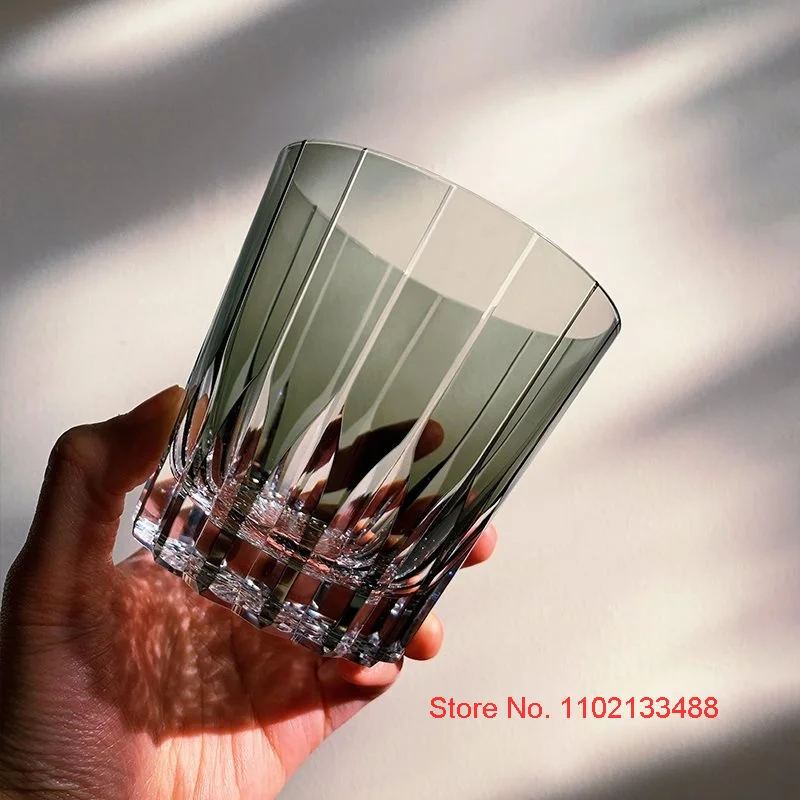 Cyan Ink Asterism Crystal Whiskey Glasses Japanese KAGAMI Design Kiriko EDO Wine Tasting Cup Light And Shadow Whisky Rock Glass