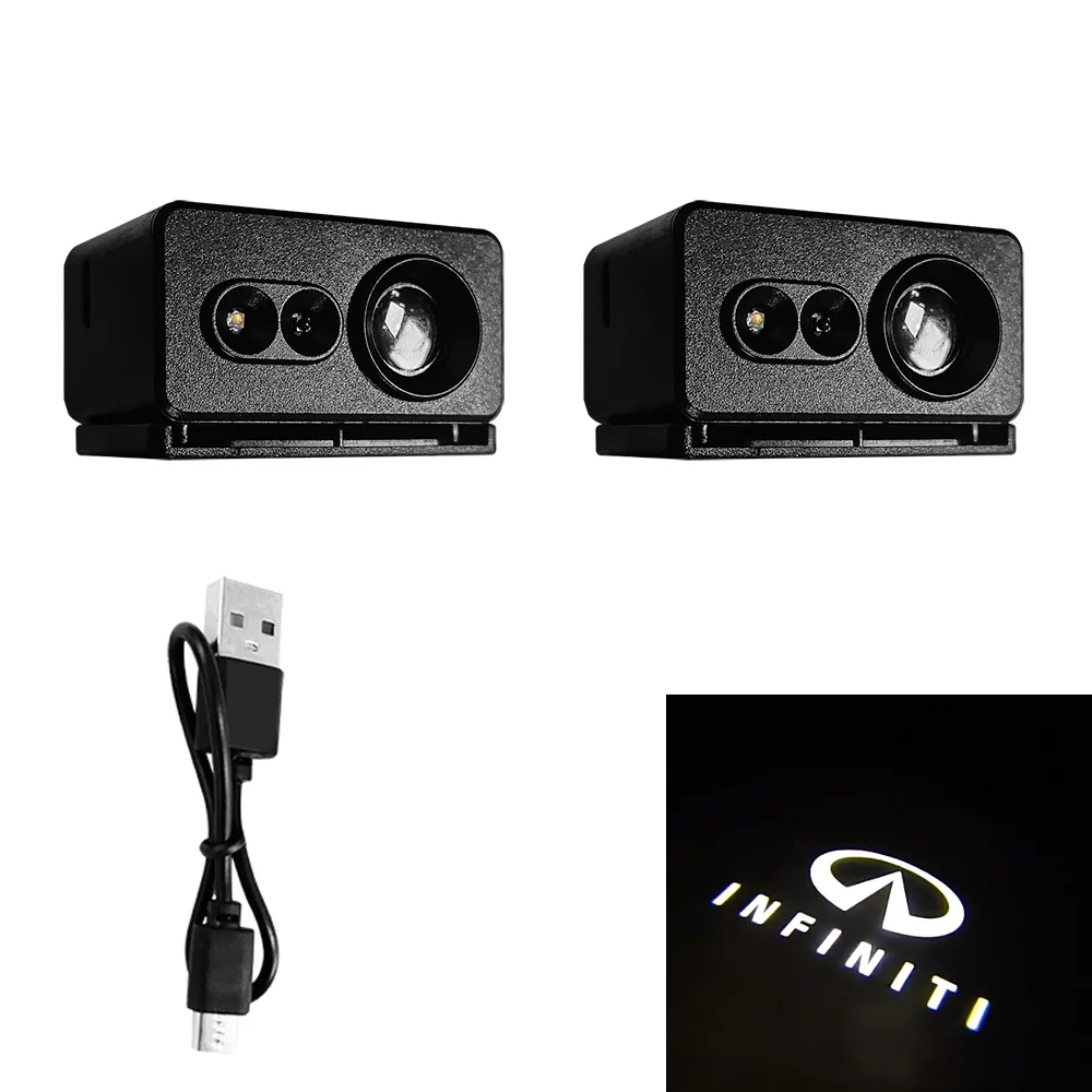 For Infiniti Logo Light Rechargeable Door Projector Light Infiniti Courtesy Light 2pcs USB Shadow Light Infiniti Atmosphere Lamp