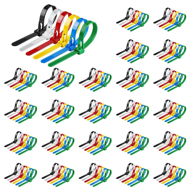 

SEWS-200PCS Пряжка Самоблокирующаяся нейлоновая кабельная стяжка премиум-класса, регулируемый многоразовый нейлоновый ремень 8 х 200 мм с пряжкой