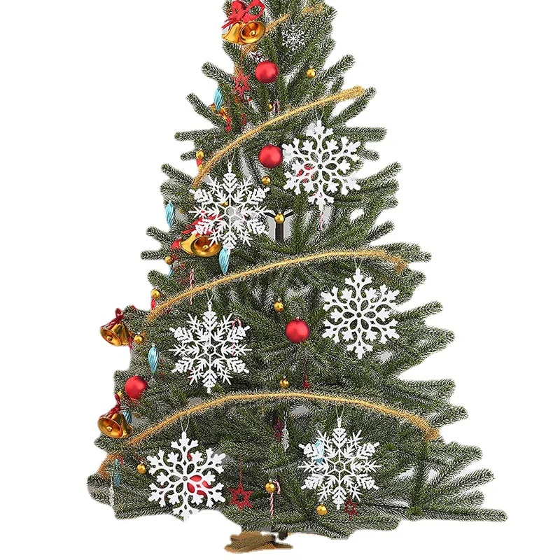 12 قطعة بريق الأبيض اللب الخام البلاستيك ندفة الثلج الحلي عيد الميلاد مكان الديكور شجرة عيد الميلاد قلادة للمنزل الشتاء حفلة ديسمبر