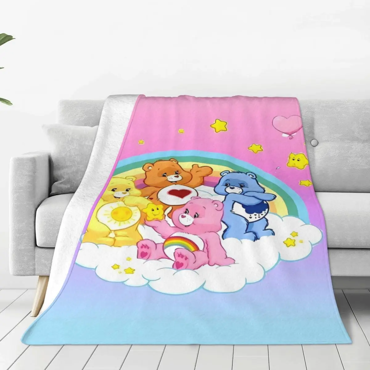 Care Bears Blanket Camping Flannel Throw Blanket For Outdoor Warm Soft Design Quality Bedspread Birthday Gift