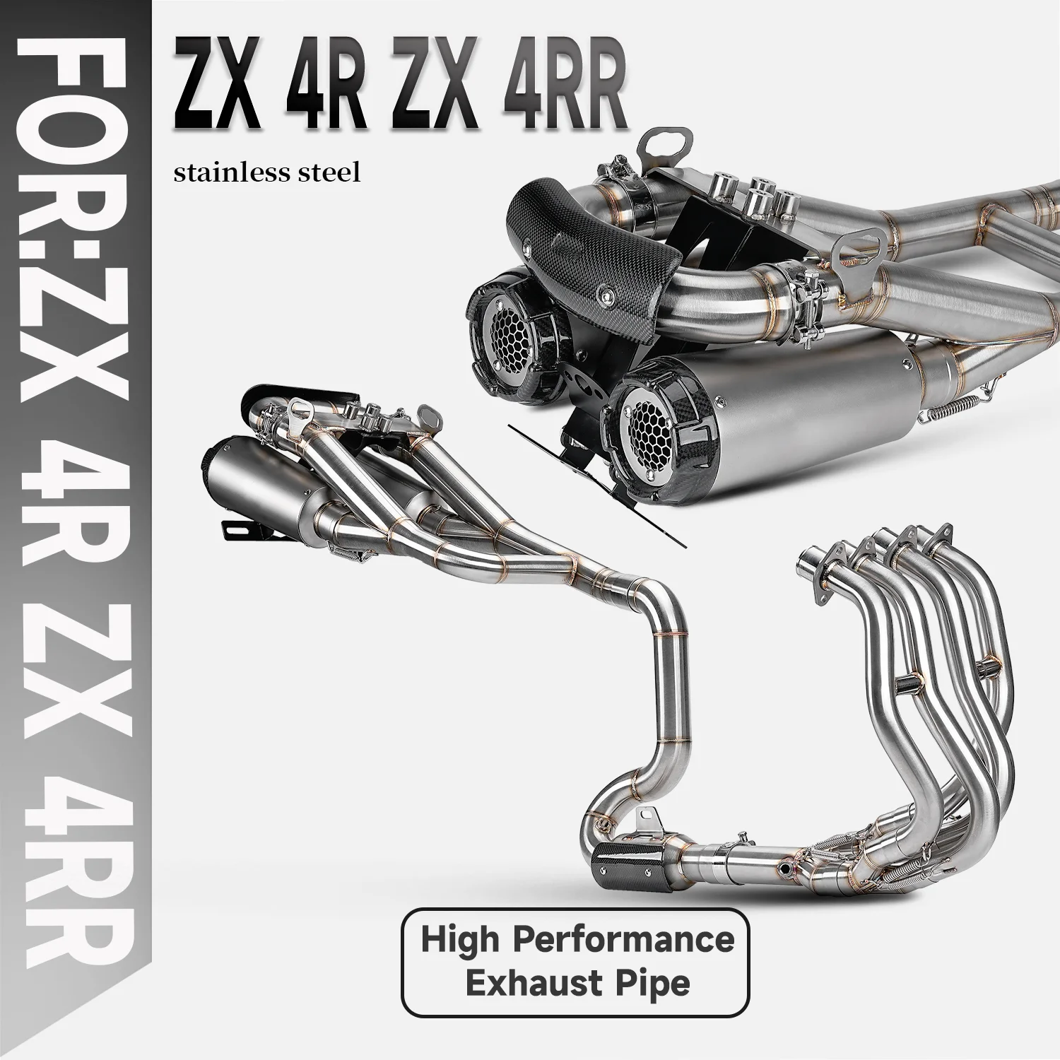 

For Ninja ZX4R ZX4RR motorcycle Racing stainless steel high-performance exhaust pipe dual outlet straight through the xhaust ﻿