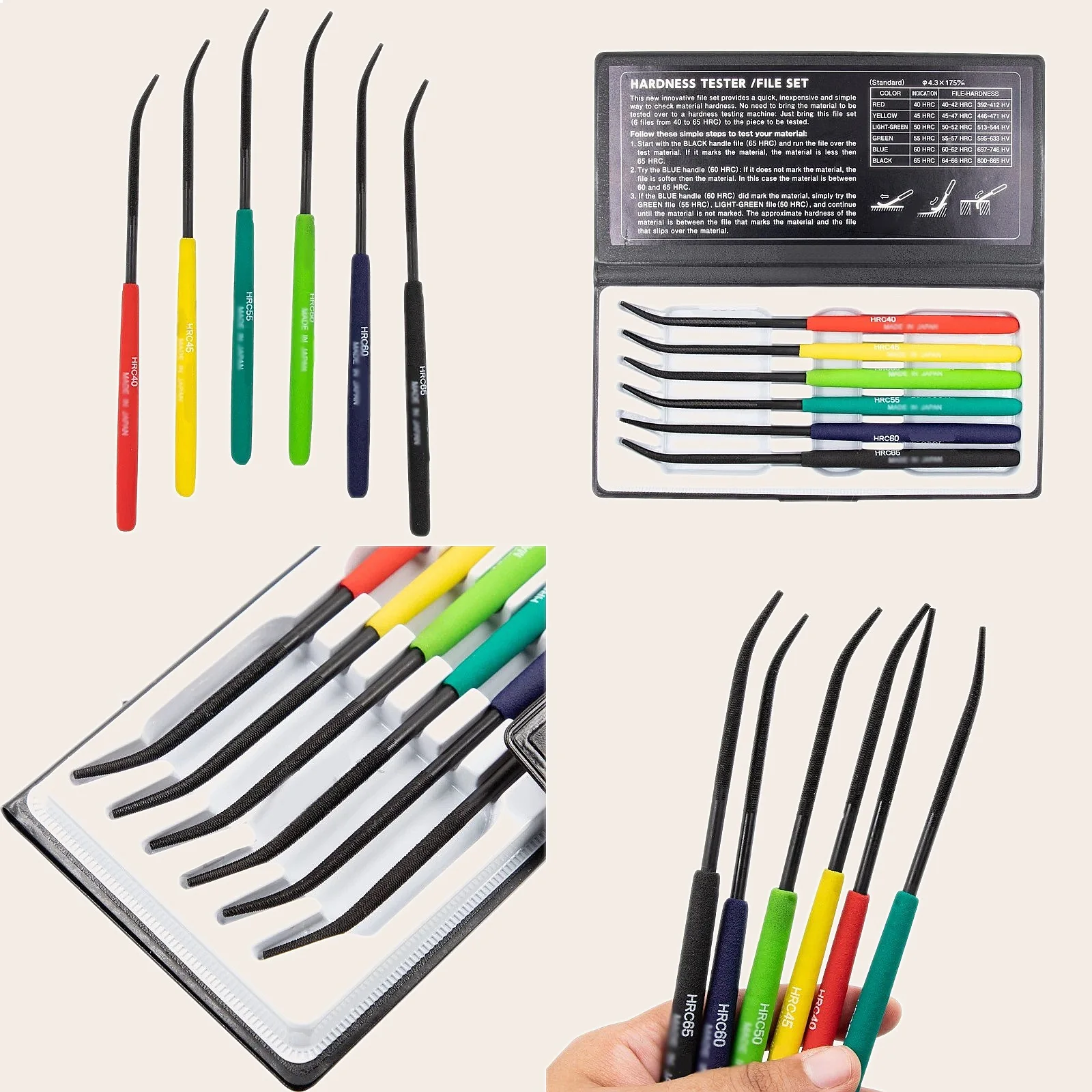 

HRC 40-65 Hardness Test Steel File Set 6Pcs Fine Tooth Polishing Tool