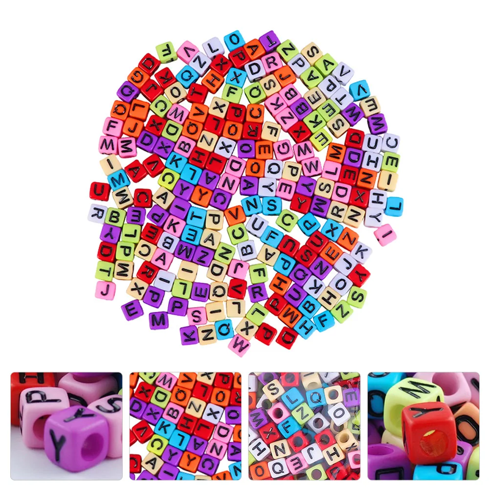 

800pcs Alphabet Diy Letter For Bracelet Jewelry Making Durable Plastic Square Diy Accessories Handicraft Beads English Letter