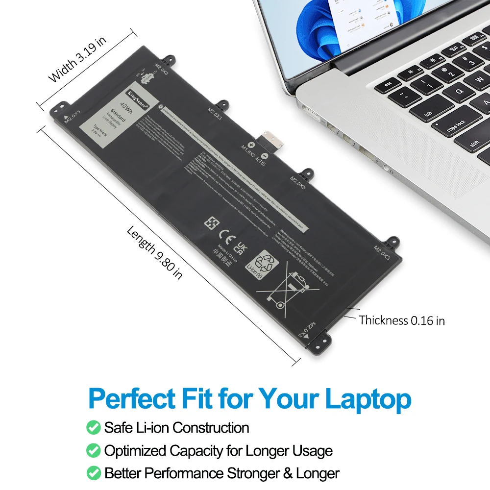 KingSener 9F4FN bateria do laptopa DELL Latitude 7320 2-w-1 do DELL Inspiron 14 3420 Series 2VKW9 2ICP4/79/112 7.6V 40WH — zdjęcie produktu 3