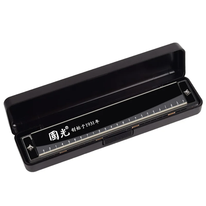 Guoguang Tremolo Harmonica 24 Hole Key C Harp Mouth Organ for Beginner Kit with Case for Kids