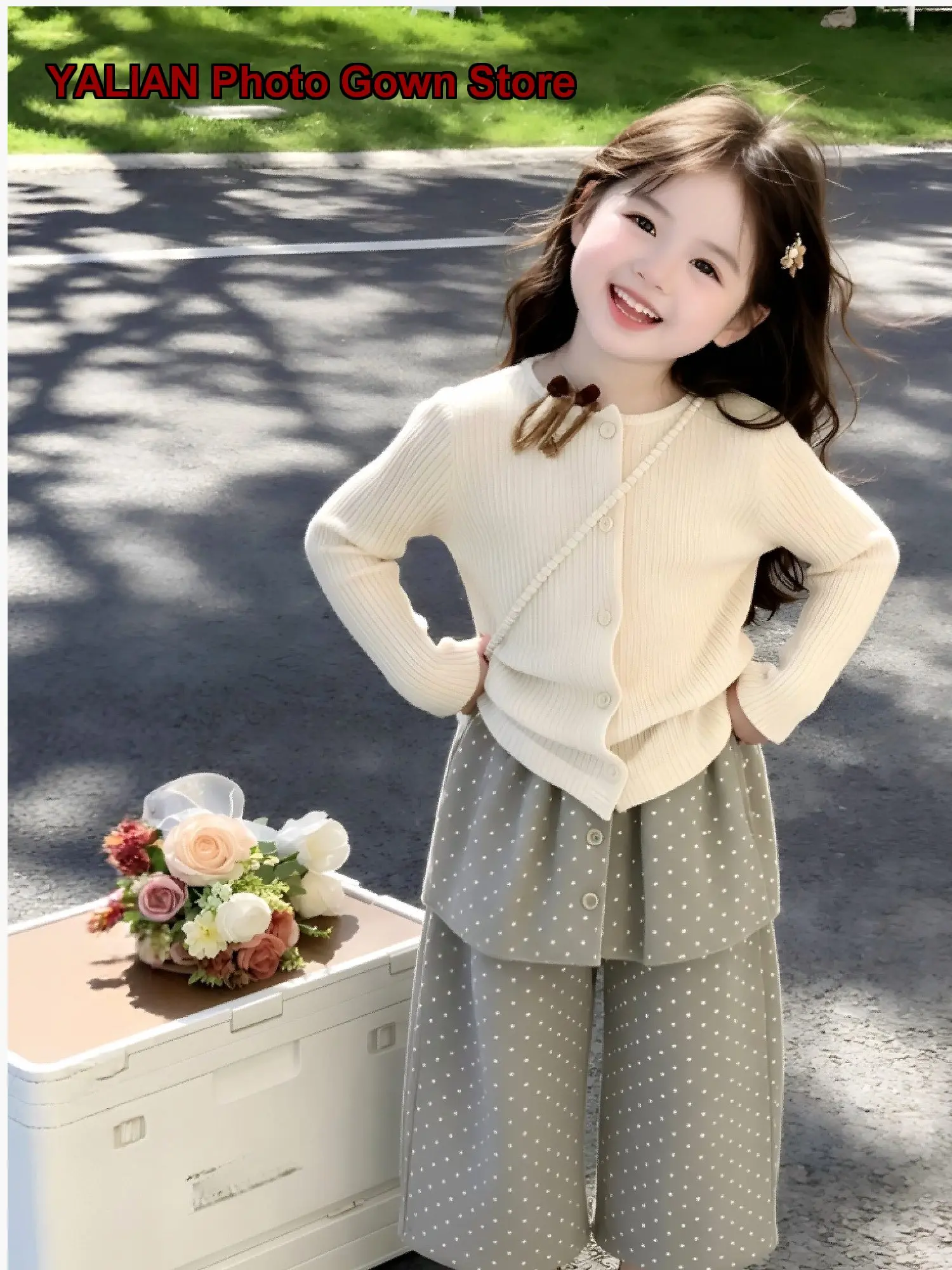 Girls Knit Top Kids Early Autumn Thin Knit Top Ribbed Pattern Stylish Outerwear