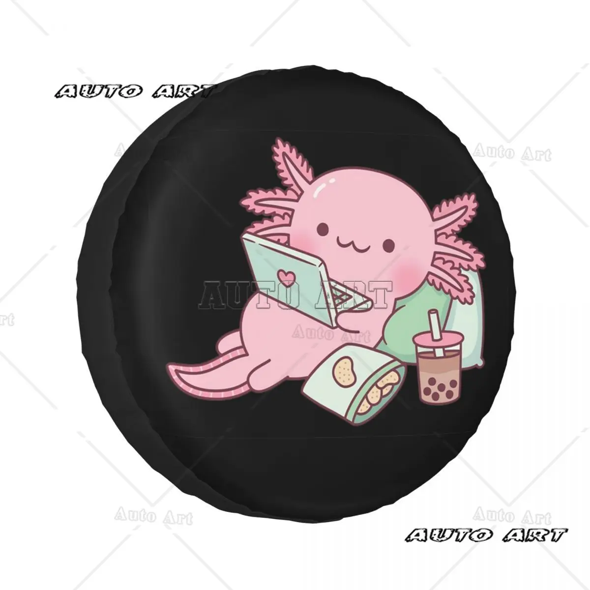 

Custom Cute Chilling Axolotl Spare Tire Cover for Car Wheel Protectors Cover for Truck Camping Travel Universal