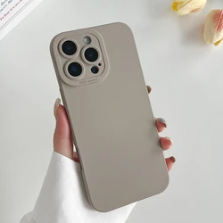 Titanium gray fine hole liquid silicone phone case for iPhone 16 15 14 13 12 11 Pro Max Plus full shockproof soft bumper cover