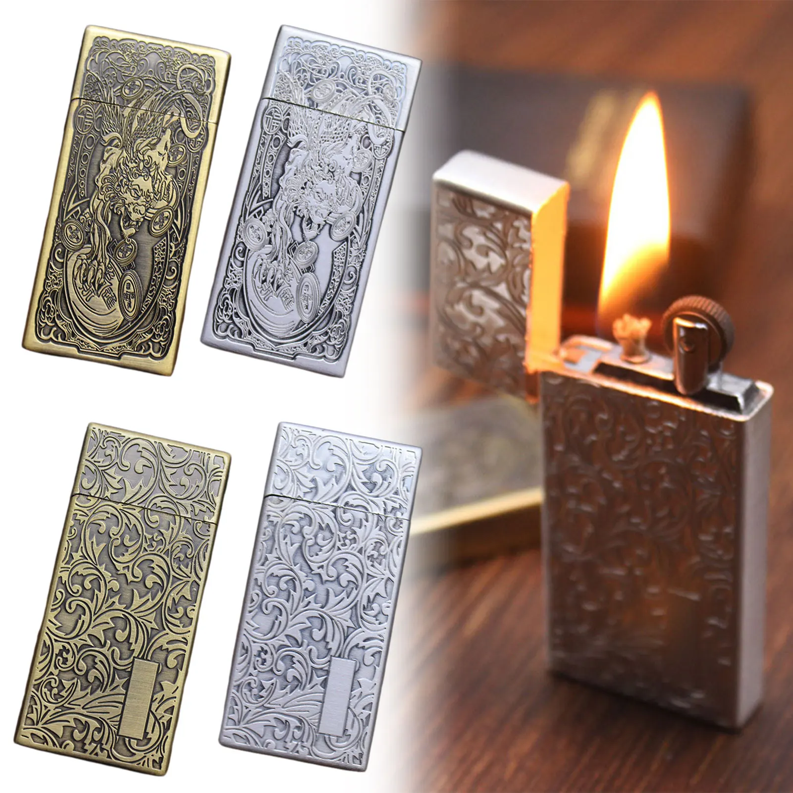

Тонкая металлическая зажигалка с керосинами, коллекционные зажигалки с открытым пламенем, аксессуары для курения для коллекции