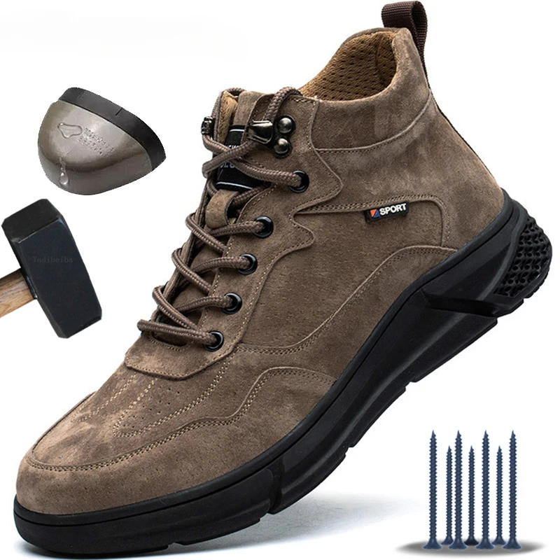 Scalding Welder Work Boots Men Steel Toe Safety Shoes Anti-Smash Protective Safety Boots Men Work Shoes Construction Boots