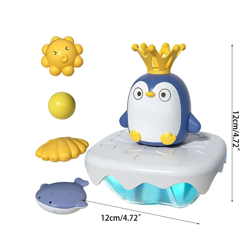 Juego de agua giratorio para baño de niños, juguete interactivo de dibujos animados, pingüino Iceberg eléctrico, Verano