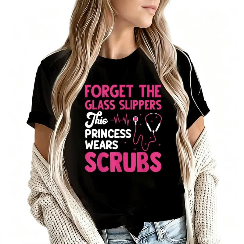 Forget the Glass Slippers Women's T-Shirt 100% Cotton Funny Graphic Short Sleeve Tee Novelty Shirt Casual Crew Neck Top S-5Xl