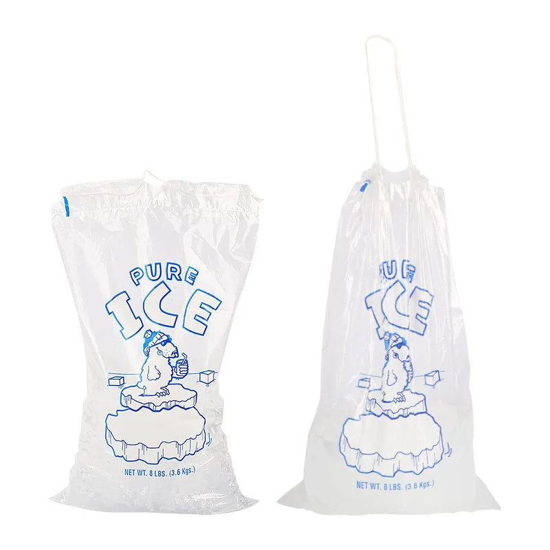 100PCS Plastic Ice Bags With Drawstring Can Withstand 8 Pounds 42X28CM Closure Durable Ice-bag Storage