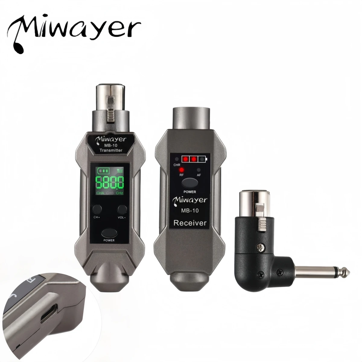 

Беспроводная система преобразования микрофонного сигнала Miwayer MB-10, UHF XLR передатчик и приемник для динамических микрофонов, портативная, для церкви/караоке