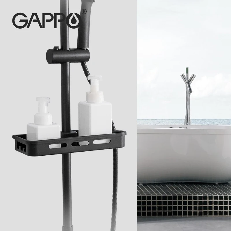 GAPPO Shower Storage Holder Rack Organizer Bathroom Shelf Shampoo Tray Stand No Drilling Floating Shelf For Wall Household Item
