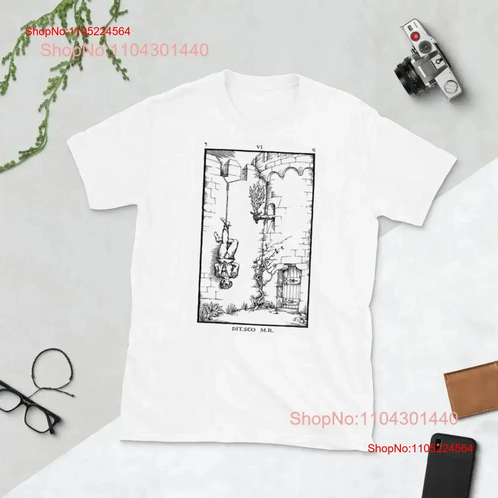 Ninth Gate Lcf Incisione T Shirt Unisex Cotone Bianco 6Th Gates Al Regno Delle Ombre Replica Vintage Lavato Elegante Morbido