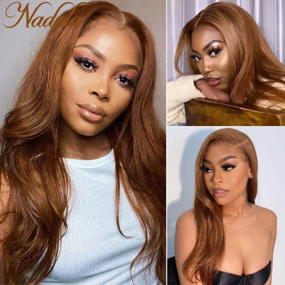 Nadula Hair 13X4 Lace Front Wigs Body Wave Chestnut Brown Hair Pre Plucked With Natural Hairline 150% Density Rust-Colored