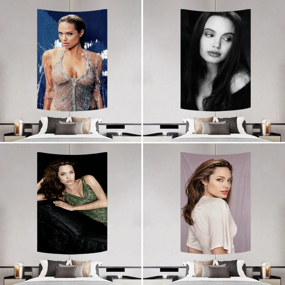 

A-Angelina Jolie Tapestry Decoration Party Background Hanging Cloth Bedroom Tapestry Room Decor Aesthetic