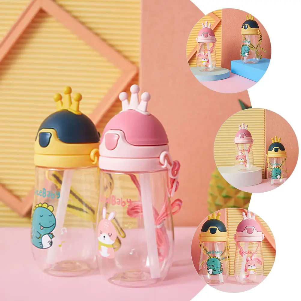 

Kids Water Bottle PC PP Silicone Drop Proof Portable Camping School Straw Cup Travel Toddler Milk Sealing Gifts