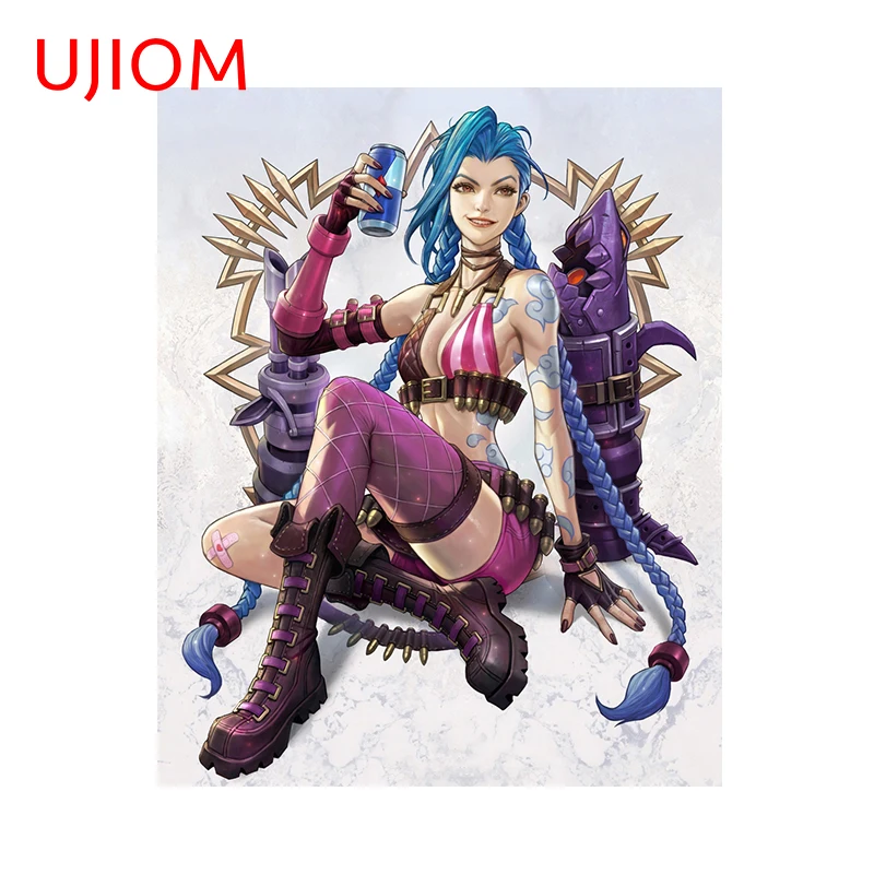 UJIOM For Arcane Jinx League Of Legends Wall Stickers Personal Cartoon Surfboard Decals Scratch Proof Bathroom Decoration