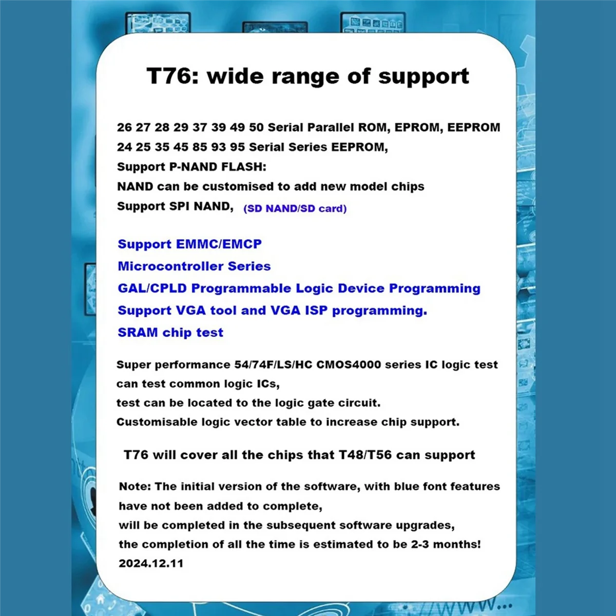 AA91 For XGecu T76 USB3.0 Programmer Support EEPROMNAND NOR EMMC BGA,Minpro/TL866II/T56 Programmer Replacement IC Tester
