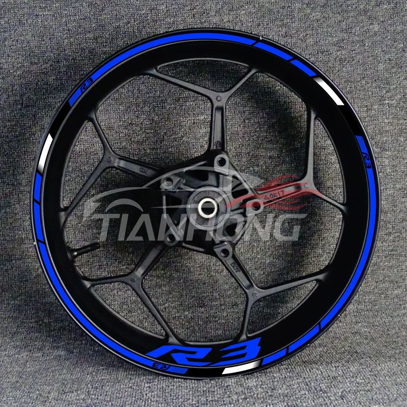 17 Inch For YAMAHA YZF R3 Motorcycle Logo Wheel Hub Waterproof High Reflective Rim Stickers Front And Rear Decal Decoration