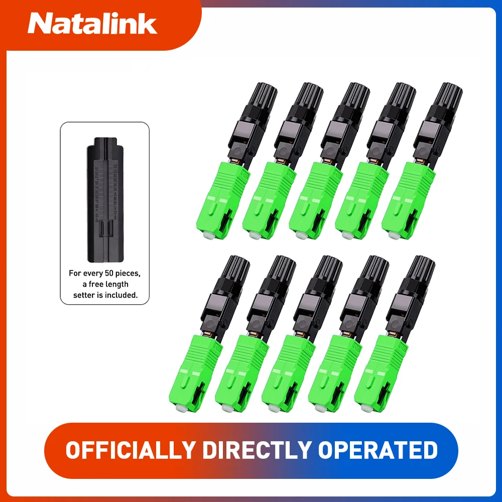 

Natalink SC APC Embedded Optic Fiber Quick Connector for FTTH Reusable Fusion Fiber Optical Cold Coupler Adapter Connect Tools