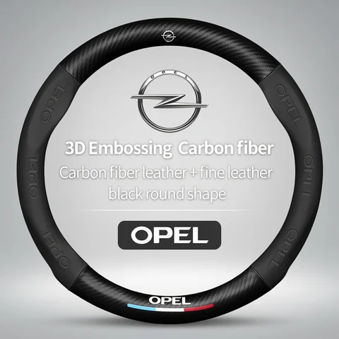 Opel CORSA Steering Wheel Cover For Opel OPCline ASTRA CORSA INSIGNIA MOKKA VECTRA GTC Tigra Carbon fiber Leather Car Steering Wheel Cover Anti-Slip Accessories
